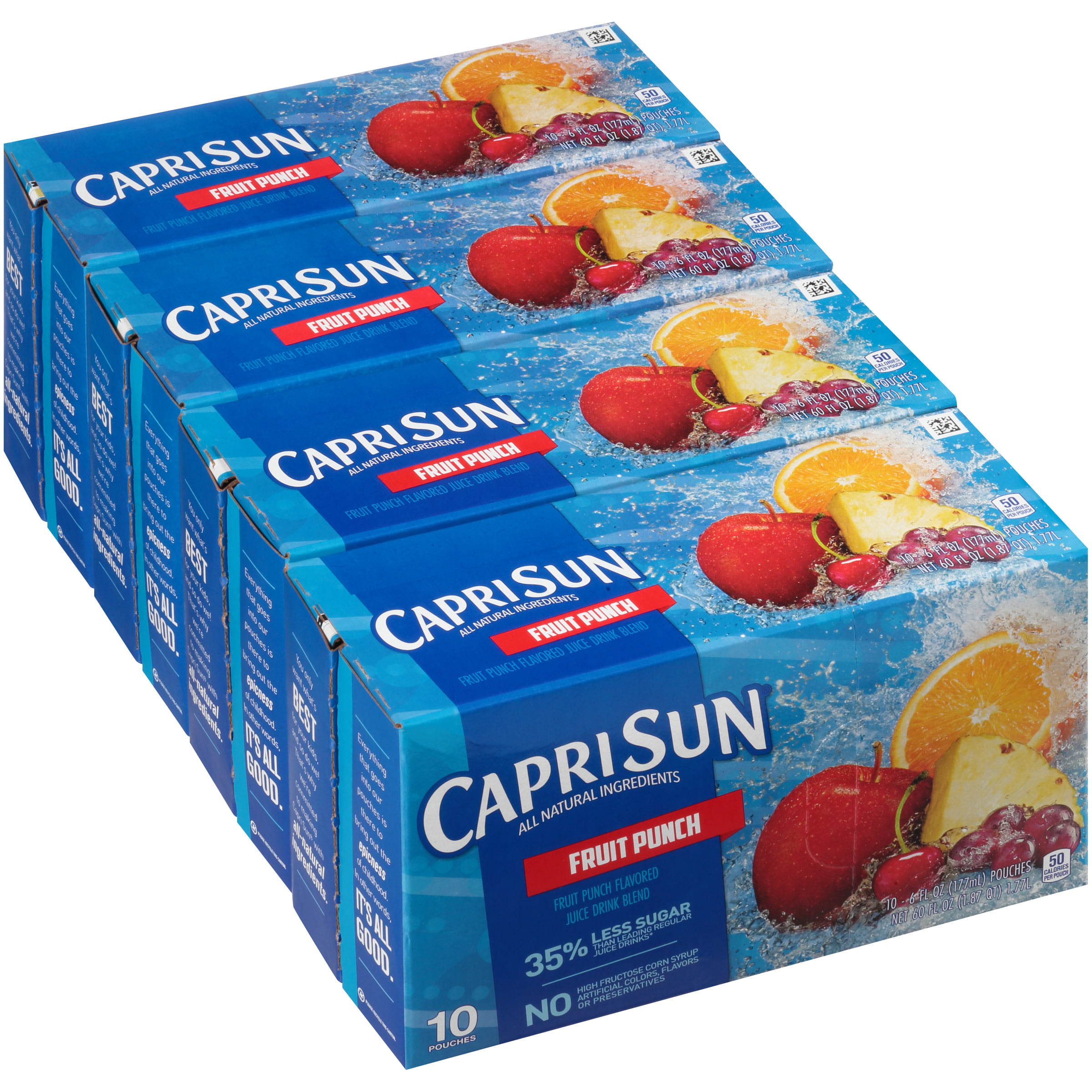 Kraft Capri Sun Fruit Punch Flavored Juice Drink Blend, 6 Ounce - 10 per  Pack -- 4 Packs per Case. 