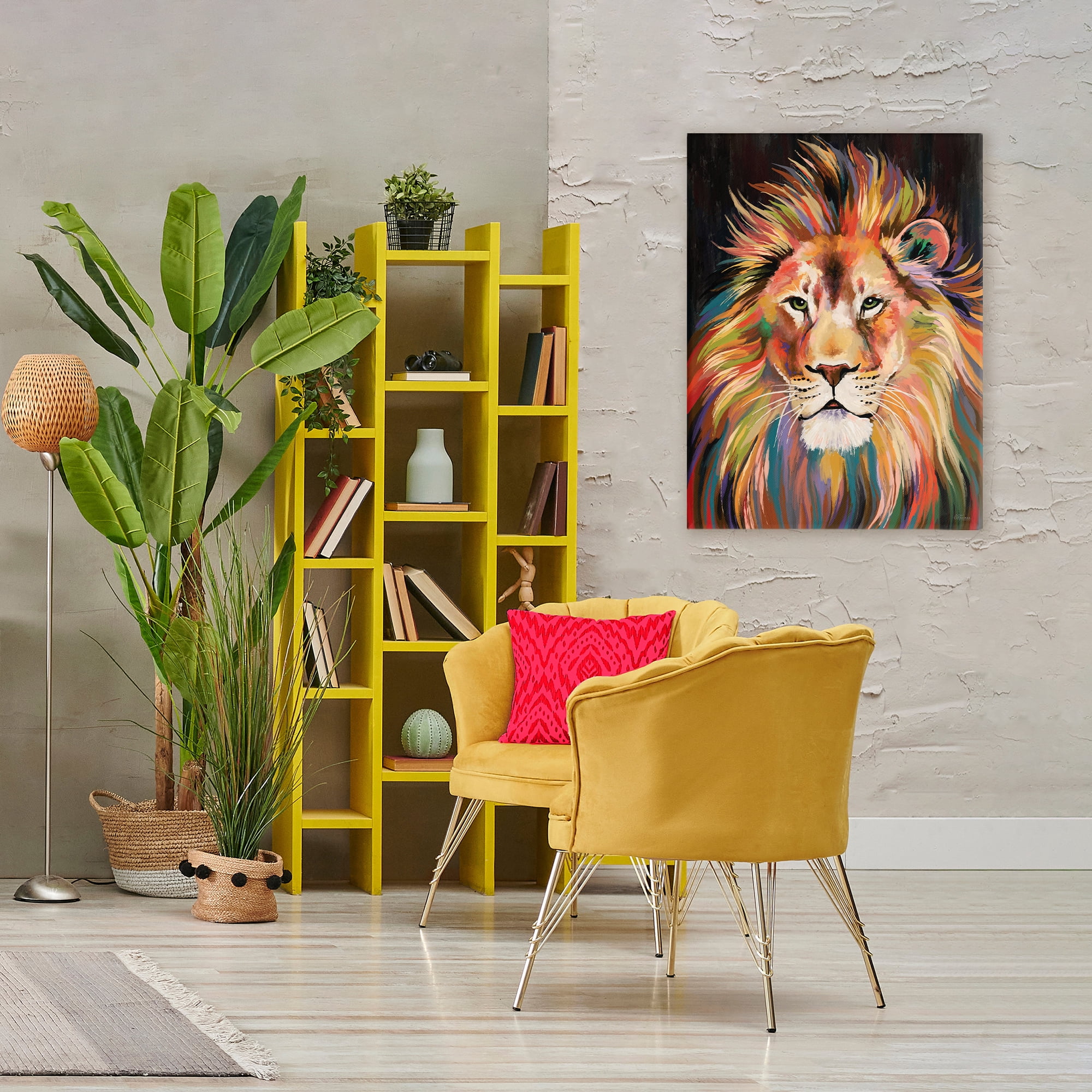 Stupell Industries Vibrant Majestic Rainbow Lion Canvas Wall Art, design by Cat Thurman Designs