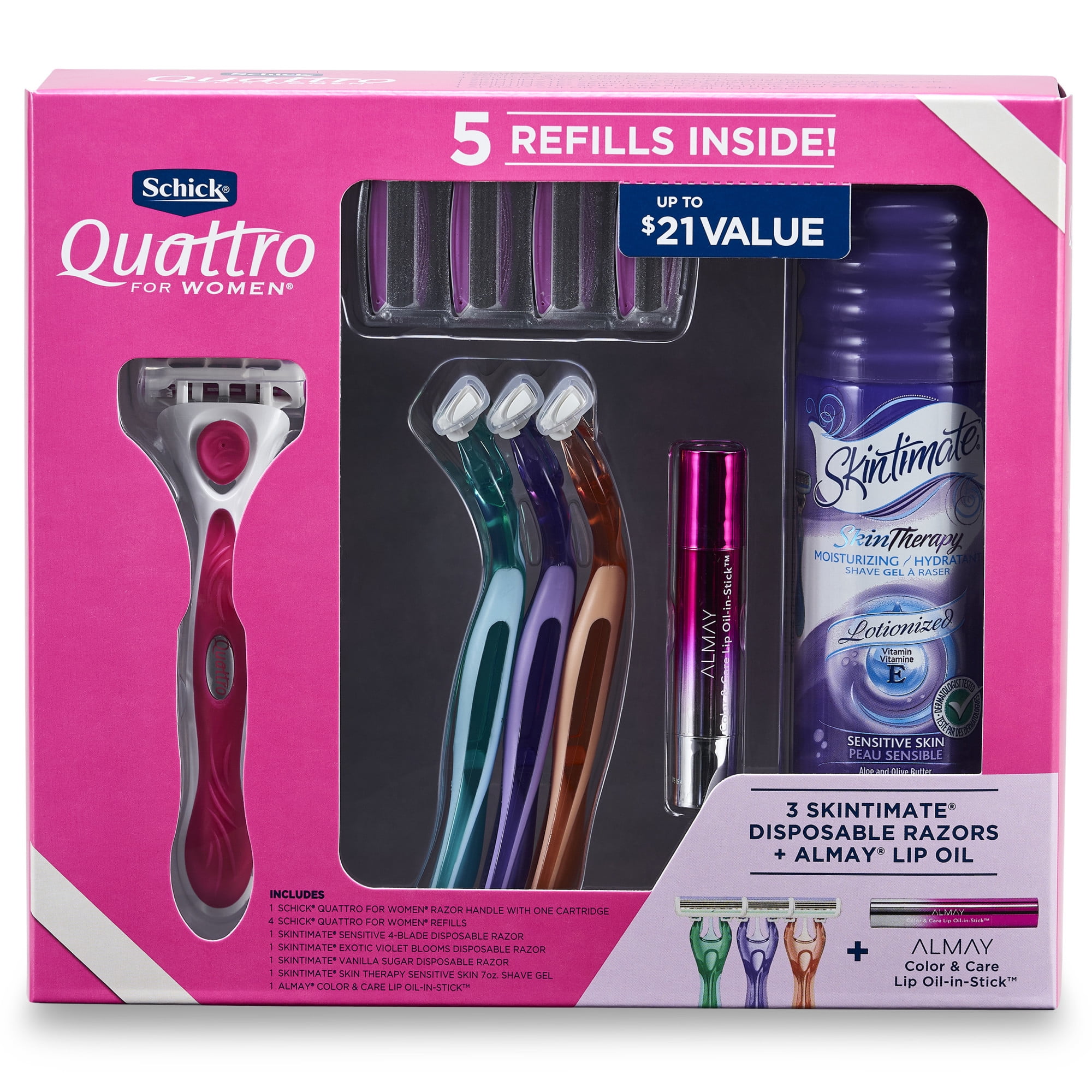 Schick Quattro for Women Home & Away Holiday Razor Gift Set Walmart