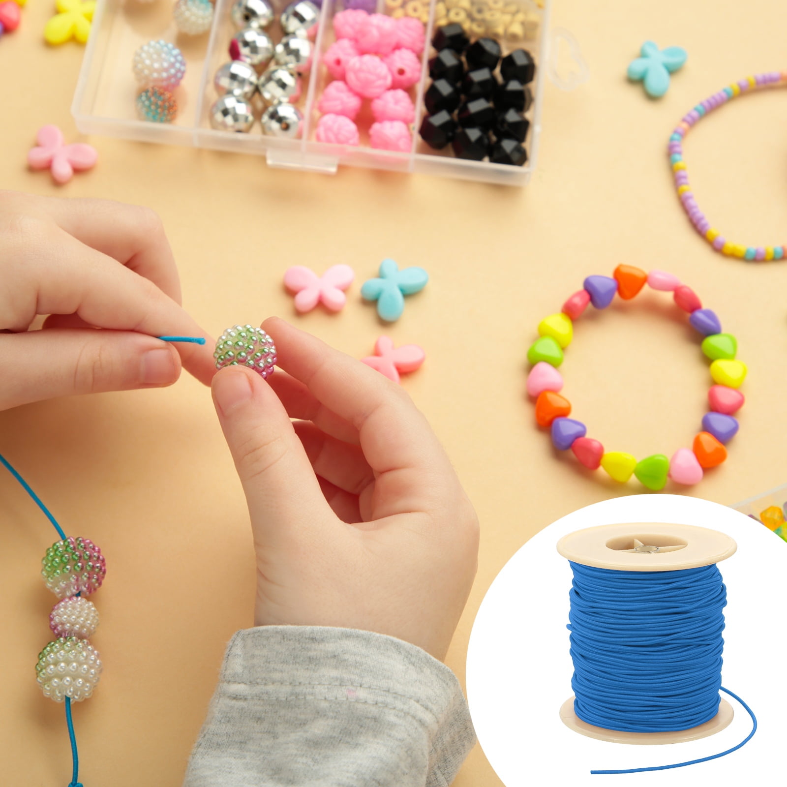 Uxcell Elastic Cord, 2 mm Stretchy Elastic String 77 Yards for Jewelry Making, Necklaces, Beading and Crafts DIY, Blue
