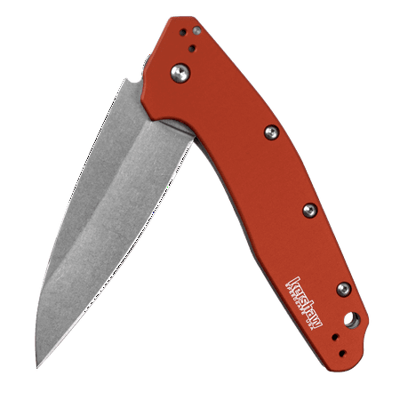 Kershaw Dividend Orange Folding Pocket Knife (1812OR); 3” 420HC Steel Blade with Stonewash Finish, Anodized Aluminum Handle, SpeedSafe Assisted Opening with Flipper, Liner Lock, 4-Position Clip; (Best Pocket Knife Steel)