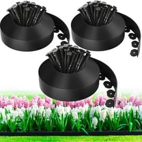 Landscape Edging Border 2 Inch Tall | 33 FT with 150 PCS Spikes, Plastic Lawn Edging for Landscaping, Flower Beds, and Yard - black