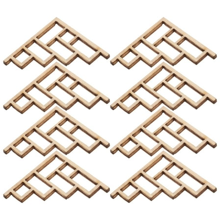 Topbathy 8Pcs Wood Carved Corner Flower Protector Beige DIY Decorative Applique Frame