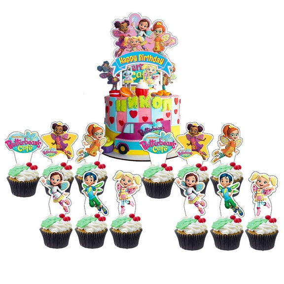 Butterbean Cafe Cake Topper Cupcake Set Party Supplies Decoration Birthday Decor Kit