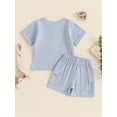 thumbnail image 5 of Raccmtaty Little Boys Summer Shorts Sets Short Sleeve Solid Color Tops and Drawstring Shorts Sets, 5 of 8