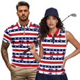 thumbnail image 2 of Garronmavis Patriotic Star Matching Couple Sport Shirts Couple Golf Matching Outfits Machine Washable Mens Hawaiian Shirt Quarter Zip Mens Shirts Casual for Golf Tennis Running Gym, 2 of 6