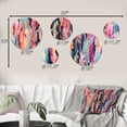thumbnail image 4 of Designart "Colorful Brushstroke Damask" Abstract Round Wall Art Set Of 5 - Pink Modern For Bedroom Wall Art Set, 4 of 6