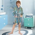 thumbnail image 5 of FORMRS Niños Bathrobe Unisex Hooded Robe Soft Plush Pajamas Sleepwear, Size 7-9T, Blue Sea, 5 of 7