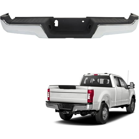 SEBLAFF Steel Rear Step Bumper Chrome Replacement for 2017-2022 F-250 F-350 Super Duty without Parking Aid Sensor Holes FO1103197