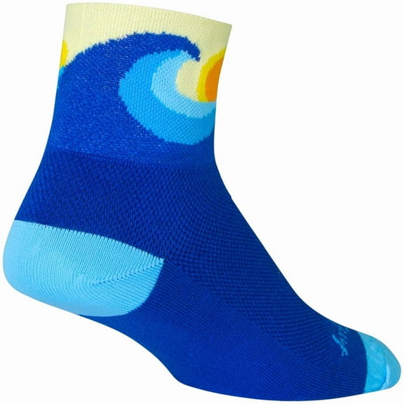 SockGuy Classic Swell Socks 3 inch Blue Wave Large X-Large Unisex Synthetic
