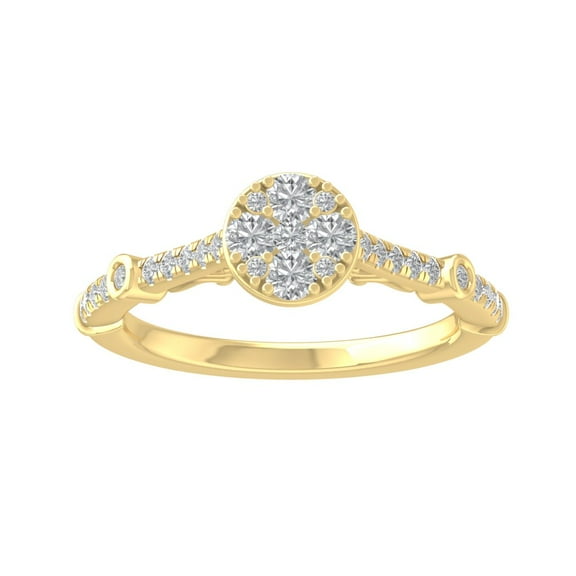 ARAIYA FINE JEWELRY 10K Yellow Gold Round Lab Grown Diamond Engagement Ring (1/2 cttw, VS Clarity, D-E Color) Size 7