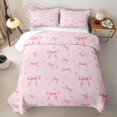 thumbnail image 2 of Erosebridal Girly Kawaii Ribbon Twin Quilt Set for Girls Women, Princess Bow Love Heart Twin Coverlet Set, 2pcs, 2 of 7