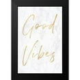 thumbnail image 2 of Nature Magick 17x24 Black Modern Framed Museum Art Print Titled - Good Vibes on Marble Quote Portrait, 2 of 5