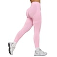 thumbnail image 4 of Mnuaqn Butt Lifting Lycra No Front Seam Workout Leggings for Women Tummy Control High Waist Seamless Gym Running Leggings Pink for Size XL, 4 of 4