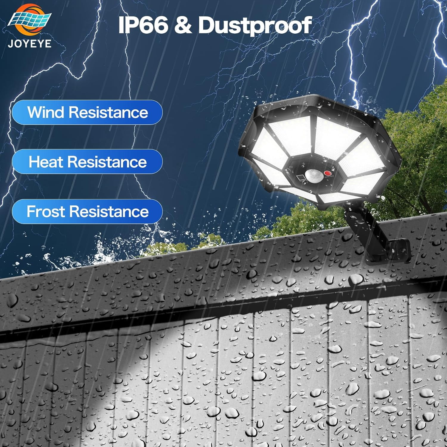 Solar Lights Outdoor - 168LED 6500K Daylight, 8-Sided Solar Flood Light with Motion Sensor and Remote Control, IP66 All-Weather, 3 Mode Dusk-to-Dawn for Pathway, Garden, Yard