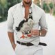 thumbnail image 3 of Camisas casuales holgadas con estampado de pájaros de manga larga para hombres y mujeres, blusas de calle de gran tamaño para uso diario, camisetas vintage de manga larga con solapa, 3 of 5