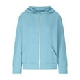 thumbnail image 6 of SGFCWSX Girls Hooded Sweatshirts Kids Fleece Hoodie Full Zip Solid Color with Pockets Tops Light Blue Size 5 Years, 6 of 6
