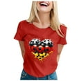 thumbnail image 1 of TSADFHJI T-Shirt Blanc Femme Mode Décontractée Imprimé Col Rond Manches Courtes Pull TG Rouge, 1 of 4