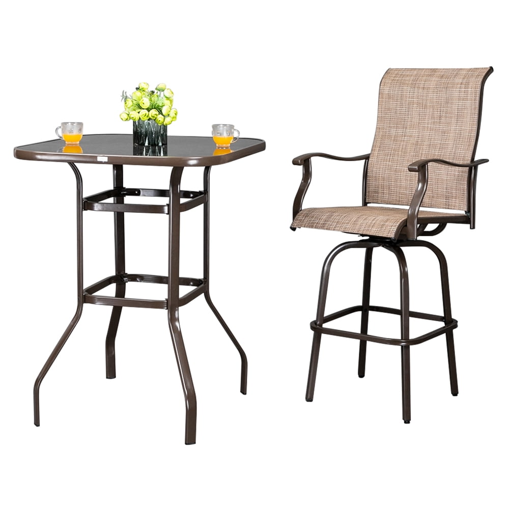 Lowestbest 2PCS Swivel Chair, High-end Bar Chair, Wrought Iron Swivel Bar Chair Patio Swivel Bar Stools, Brown Lowestbest 2PCS Swivel Chair, High-end Bar Chair, Wrought Iron Swivel Bar Chair Patio Swivel Bar Stools, Brown