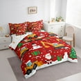 thumbnail image 3 of Homewish Cartoon Santa Claus 7-Piece Twin Bedding Sets,Cartoon Xmas Tree Snowman Bedding Comforter Set,Orange Vehicle Truck Excavator Sheet Sets For Boys Kids,Ultra Soft Home Decor Reversible, 3 of 8