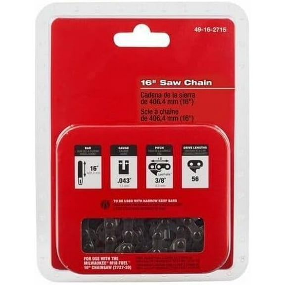 49-16-2715 for Milwaukee Tool 16 In. Replacement Chain For M18 Fuel Chainsaw