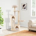 thumbnail image 4 of Gymax 60'' Tall Cat Tree Wooden Kitten Tower w/ Sisal Scratching Posts & Mat 2 Condos Perch Hammock, 4 of 10