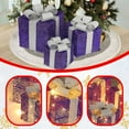 thumbnail image 5 of Christmas Light-Up Gift Boxes – Set of 3 LED Decorative Present Boxes for Indoor Holiday Display & Tree Decor, Purple, 5 of 5