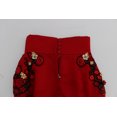 thumbnail image 5 of Dolce  Gabbana Red Silk Crystal Roses Shorts, 5 of 7