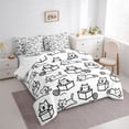 thumbnail image 3 of jejeloiu Cute Cat Animals 7-Piece Bedding Comforter Set,Black Stripe Kitten King Bedding Sets For Girls Teens Reversible, 3 of 8