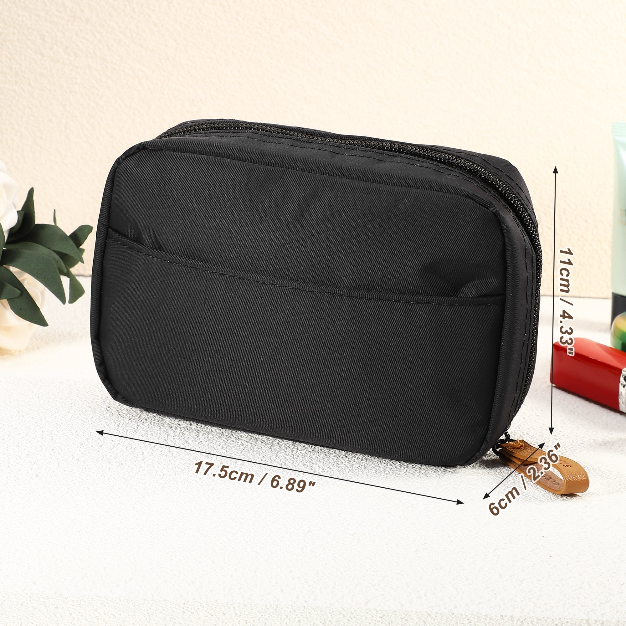 Unique Bargains Women Cosmetic Bag Large Capacity Makeup Storage Bag Pouch Black Red