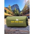 thumbnail image 2 of Get Out Gear Double Puffy Camping Blanket - Extra Puffy, Packable, Lightweight and Warm | Ideal for Outdoors, Travel, Stadium, Festivals, Beach, Hammock | Water-Resistant Camp Quilt (Olive/Orange), 2 of 3