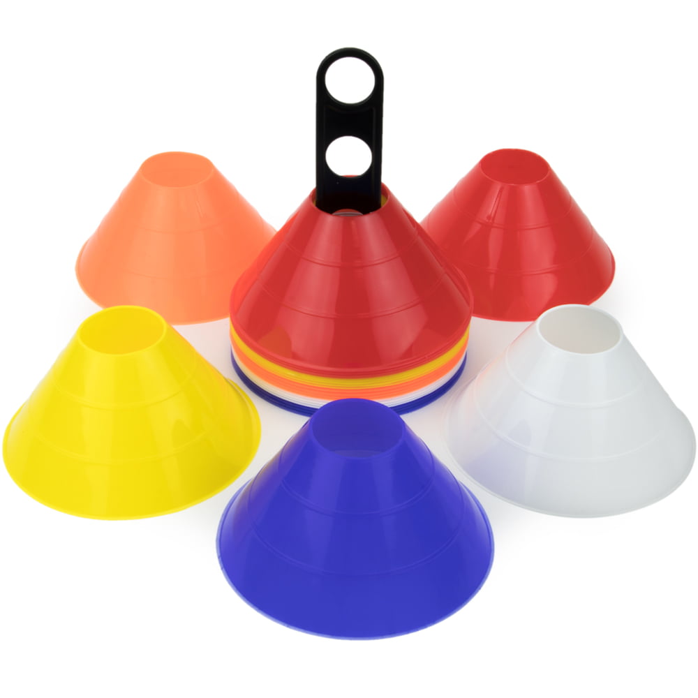 Mixed Trademark Innovations Plastic Disc Cone Sports Training Gear with Carrier Pack of 24 2-Inch