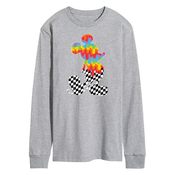 Mickey & Friends - Mickey Mouse Rainbow/Checker Silhouette - Men's Long Sleeve T-Shirt