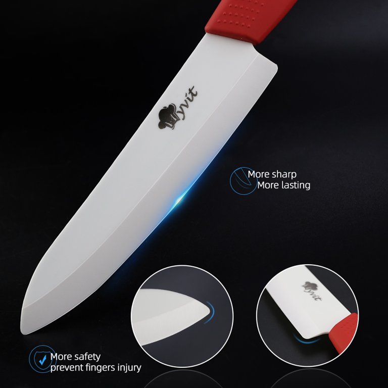 Ceramic Knife 6 inch Chef Knife Utility Knife Bread Kitchen Slicing Knives  with Sheaths and Handle for Cutting, Dicing, Chopping,Super Sharp Rust  Proof Stain Resistant, Black Blade 