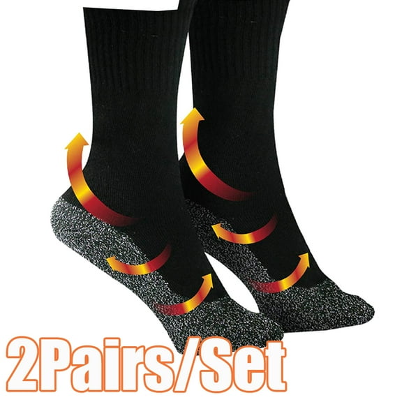 Cheers.US 2Pairs/Set Men's Thermal Hiking Socks Winter Thicken Warm Aluminized Fiber Insulated Breathable Warm Socks