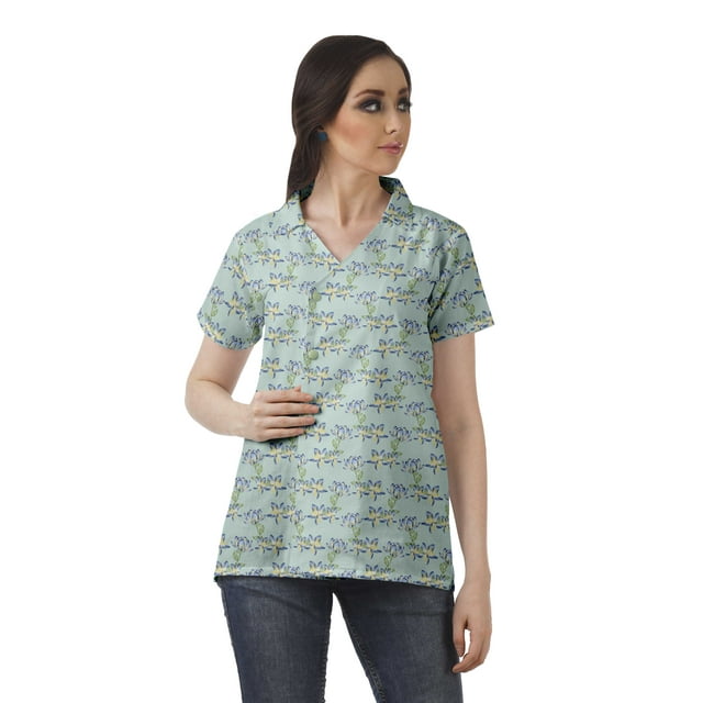 Moomaya Chemise Tunique Style Enveloppant pour Femmes en Coton Décontracté Col Classique Boutonné