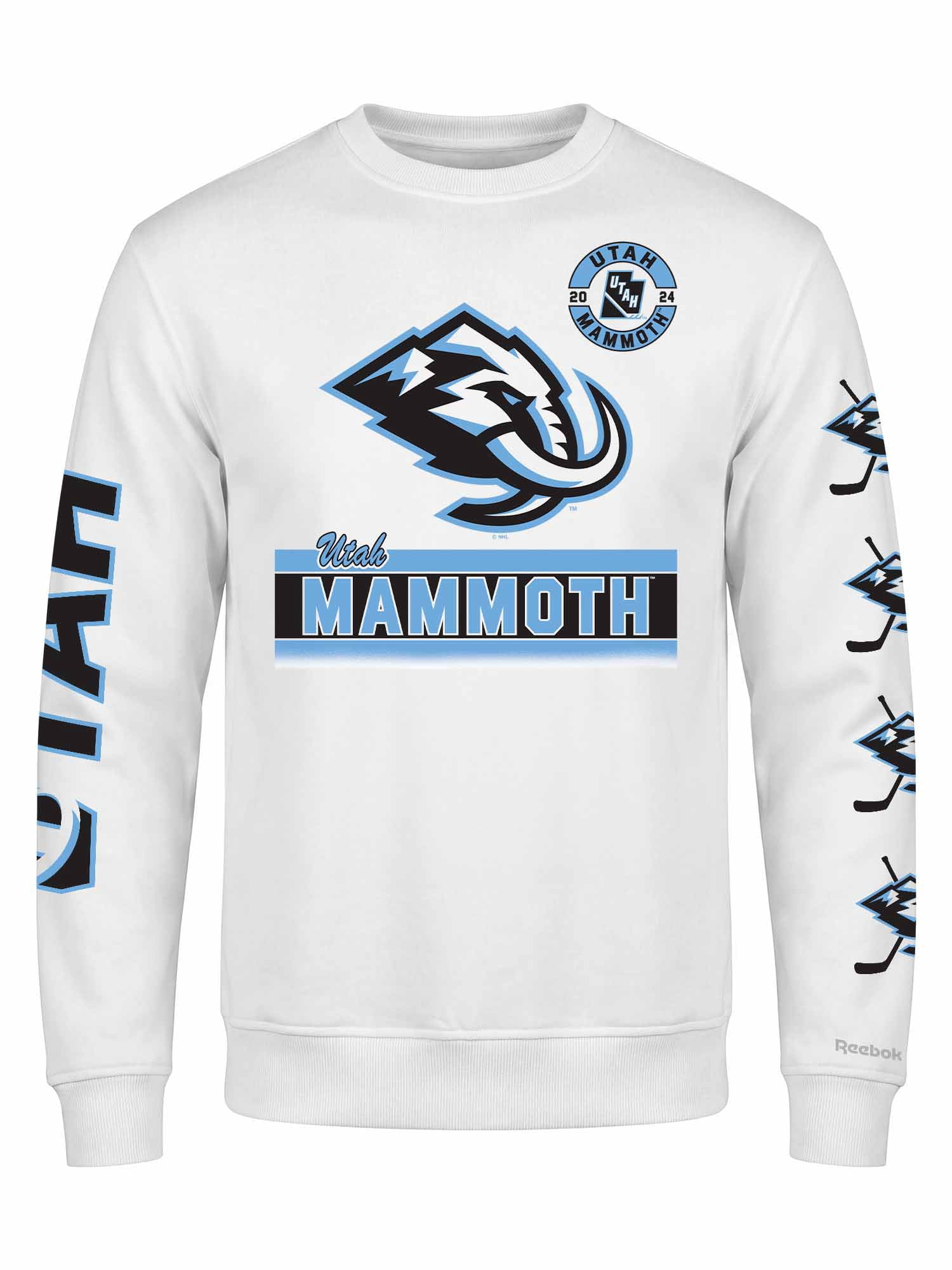 Utah Mammoth Reebok Mens White Crew Sweatshirt