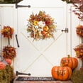 thumbnail image 2 of Tkrady Fall Decor - Fall Wreaths for Front Door Outside with Blooming Silk Rose, Lifelike Fall Pumpkin Red Berries & Bow, 20" Fall Door Wreath with Lights for Thanksgiving Door Wall Outside, 2 of 6