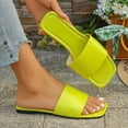 thumbnail image 6 of KIJBLAE Women's Solid Color Square Toe Flat Slides, Wide Width Non Slip Casual Slippers for Beach Pool Summer Yellow 36, 6 of 9