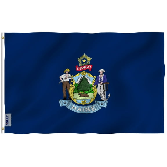 ANLEY Fly Breeze 3x5 Foot Maine State Flag - Vivid Color and UV Fade Resistant - Canvas Header and Double Stitched - Maine ME Flags Polyester with Brass Grommets 3 X 5 Ft