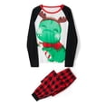 thumbnail image 2 of Gureui Parent-Child Christmas Nightclothes, Long Sleeve Christmas Cartoon Dinosaur Print Pattern Round Neck Tops Trousers Suit / Romper Sleepwear, 2 of 9