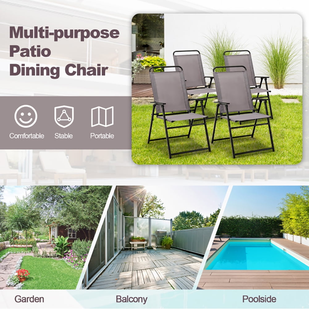 Aimee Lii Outdoor Folding Sling Chairs Set of 4 with Armrest and Backrest, Outdoor Patio Furniture Aimee Lii Outdoor Folding Sling Chairs Set of 4 with Armrest and Backrest, Outdoor Patio Furniture