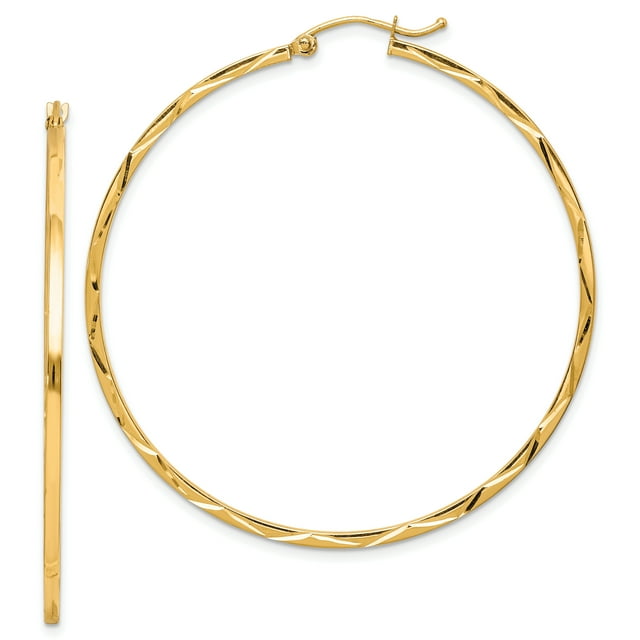 10k Yellow Gold 1.5x50mm Hoop Earrings Round