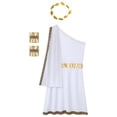 thumbnail image 6 of vastwit Mens Ancient Greek Toga Roman Caesar Warrior Robes Tunic Dress with Headwear Set White XXL, 6 of 7