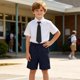 thumbnail image 4 of Odeerbi Niños 2 Piezas Caballero Traje Formal Preppy Vestido de Manga Corta Camisa y Traje Pantalones Cortos Conjunto de Uniforme Escolar, 4 of 8