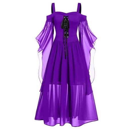 

Medieval Costume Women Butterfly Sleeve Maxi Dress Cold Shoulder Steampunk Corset Dress for Women Gothic Ball Gown