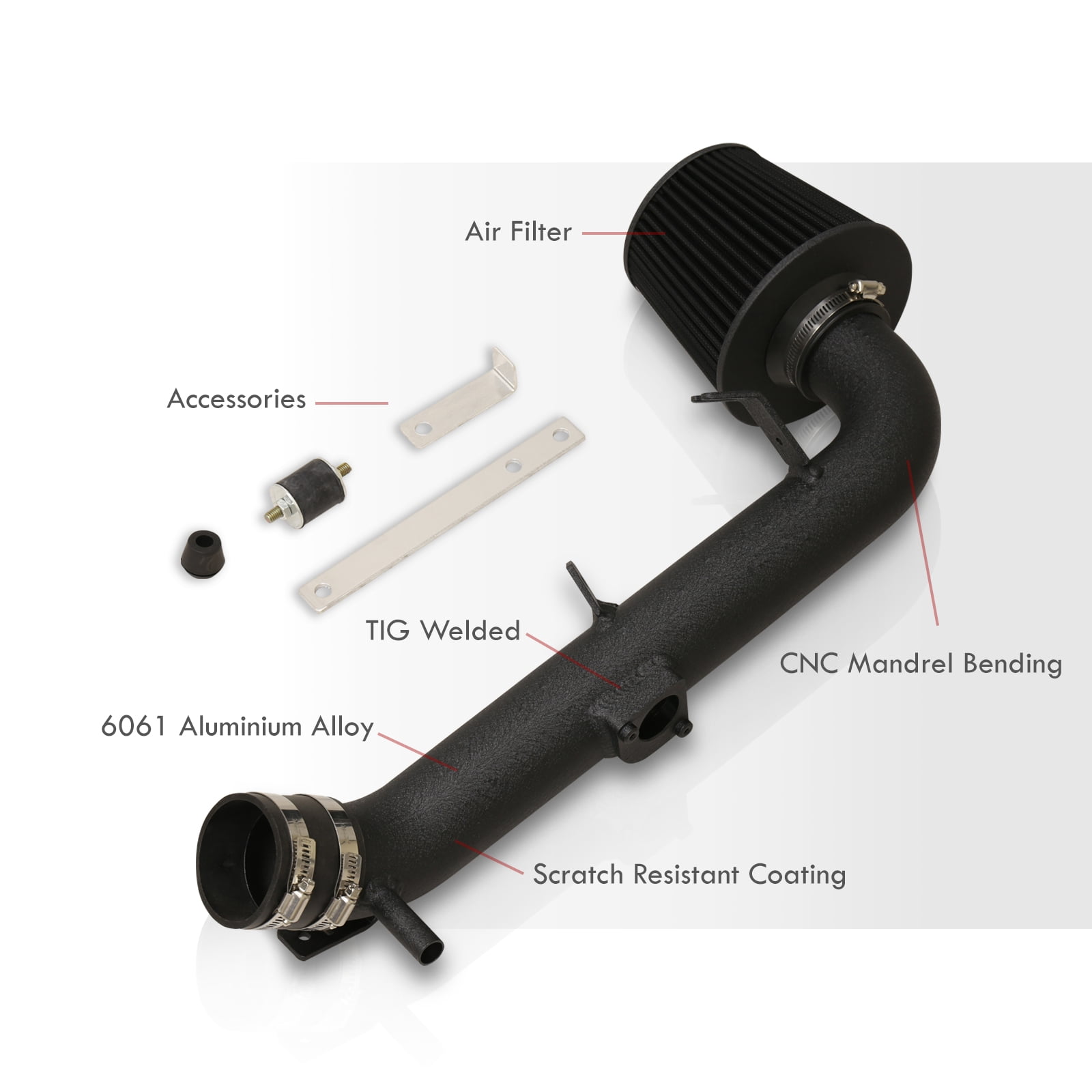 AJP Distributors Cold Air Short Ram Intake CAI SRI Induction System Black Aluminum Piping + Filter Compatible/Replacement For Toyota Yaris 1.5L Engine 2006 2007 2008 2009 2010 2011 06 07 08 09 10 11