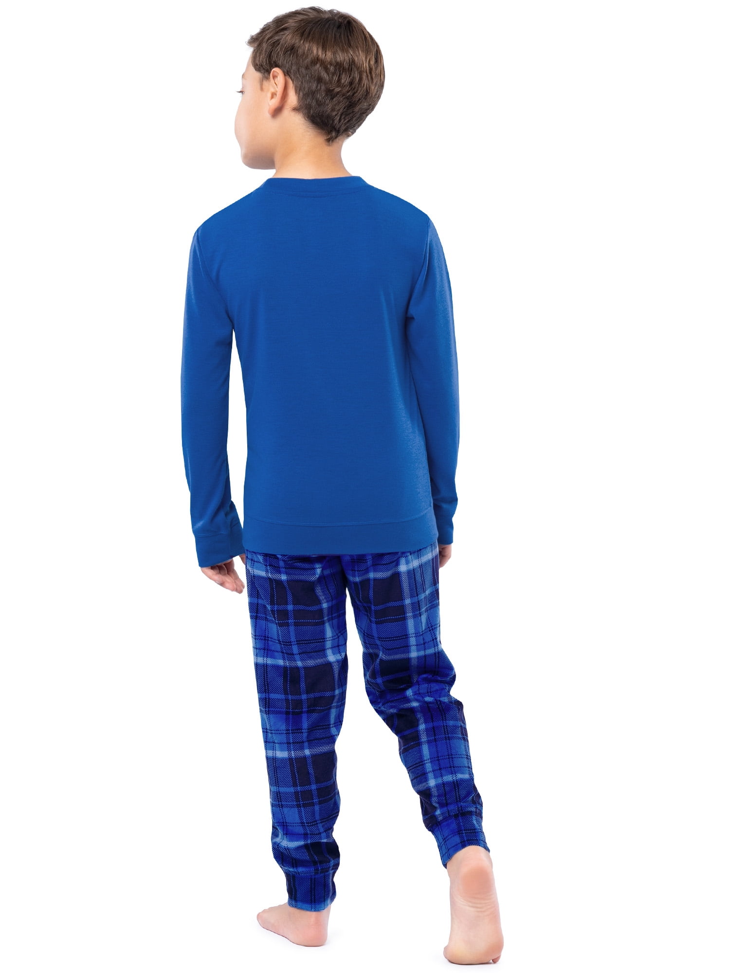Fruit of the Loom Boy's Sleep Long Sleeve Top & Velour Fleece Jogger Pajama Set, 2-Piece, Sizes 4-16
