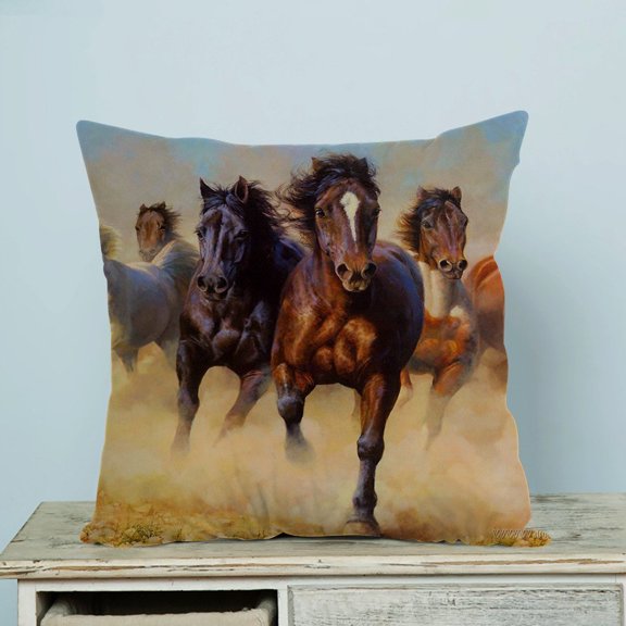 GCKG Horse Pattern Pillow Case Pillow Cover Pillow Protector Two Sides 18 x 18 Inches