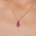 thumbnail image 3 of Gem Stone King 14K Yellow Gold Pure Pink Mystic Topaz and Blue Diamond Pendant Necklace for Women | 3.76 Cttw | Gemstone November Birthstone | Pear Shape 12X8MM | With 18 inch Chain, 3 of 6
